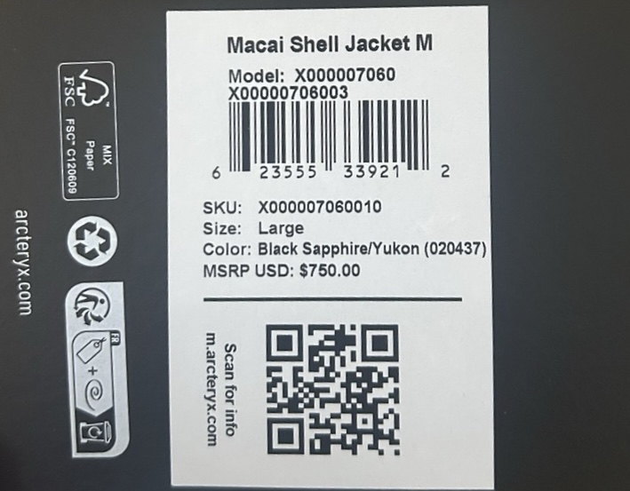 Product tag location